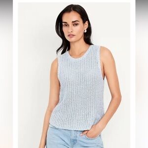 *NEW! Old Navy Light Blue Knitted Top Clean Girl Minimalist Classic 100% Cotton